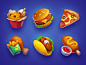 食物图标符号插槽图标图标游戏快餐资产草莓胡萝卜塔可比萨插图汉堡包食品玉米面包鸡肉汉堡艺术快餐