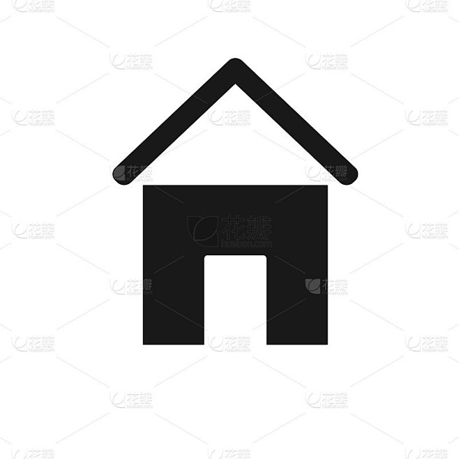 平面设计矢量Home图标，黑白形状按钮。房子符号矢量插图。孤立的呆在家里的标志。商业元素。