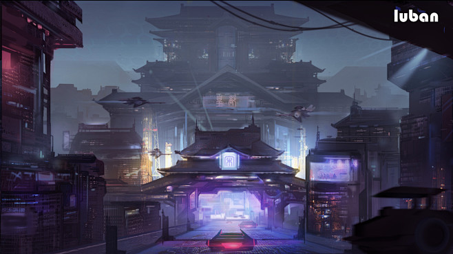 _Lubanban_赛博朋克城市-古风科...