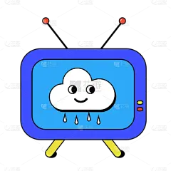 手绘-孟菲斯风装饰元素贴纸-电视机