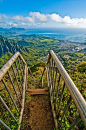 陡峭的徒步旅行小径 瓦胡岛 夏威夷