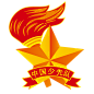 卡通手绘党政建党元素中国金色立体五角星标签勋章奖牌插画
