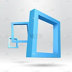 三个蓝色矩形3D框架