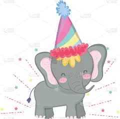 可爱的,象,小的,派对帽,华丽的,玩具,动物,儿童,童年,问候