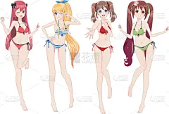 自然美,日本漫画风格,女孩,比基尼,可爱的,人,粉色,飘然,肖像