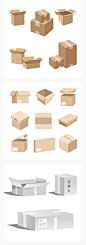 物流运输纸箱子空白纸盒盒子立体包装盒样式图标模型AI矢量素材-淘宝网