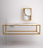 Minimalist Bathroom Furniture in Larch Wood by Bisazza Bagno - Nendo