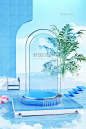 3D立体夏日简约电商促销展台场景图片_潮国创意
