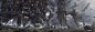 JUPITER ASCENDING CONCEPT ART 05, Allen wei : This is another original concept art for JUPITER ASCENDING, and those mini refinery are carry poeple from planet to another planet. as you can see million peolpe were gather around beach.