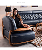 新中式实木沙发组合客厅简约现代三人位沙发小户型真皮家具乌金木-淘宝网