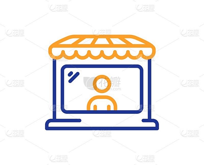 市场卖家线图标。批发店买家签名。向量