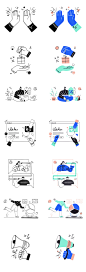 时尚色彩黑白互联网社交电商产品界面UI插画Sketch格式AI格式插画-淘宝网