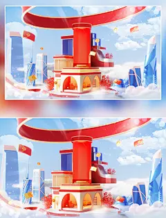 3D立体618家居多产品展台电商促销场景