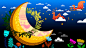 童话少女心浪漫夜景麋鹿森系梦幻蓝色横版banner海报背景图 H998-淘宝网