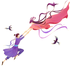 【米图网-52mitu.com】七夕 情人节 喜鹊 牛郎 织女 插画 手绘七夕情人节元素