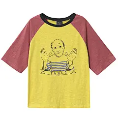 两三事 怪蜀黍 2016夏季新品人像印花拼色插肩袖棉T恤女短袖-tmall.com天猫