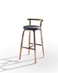 Contemporary style upholstered fabric counter stool PICKET - @derloteditions: 
