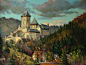 通用1600x1201自然景观建筑城堡树森林云画艺术品油画山房教堂捷克