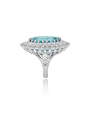 A side view of the magnificent Chopard Paraiba-like tourmaline ring, launched during Paris Couture Week.