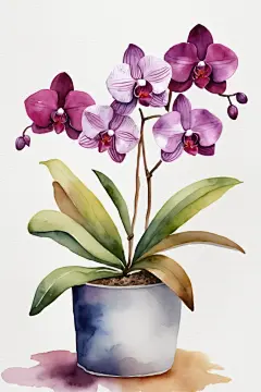 花朵盆栽兰花插画图片