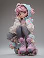 zoci9711_3D_toys_ip_Cyberpunk_style_cute_little_girl_simple_bac_ff1a6f4e-55b1-4f7c-8ae9-1667cc32b41e