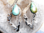 Anna, Bejeweled Turquoise Geode Slice Earrings #手工# #首饰# #银饰# #原创#