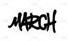 graffiti marchword sprayed in black over white