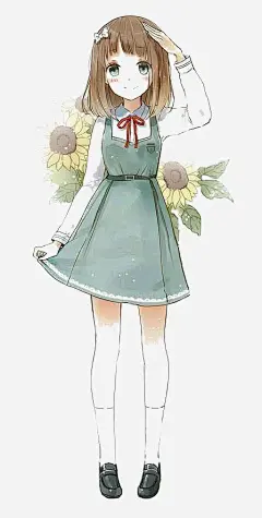 可爱少女png免抠素材_新图网 https://ixintu.com 萌妹子 手绘阳光女孩 手绘向日葵花 卡通女孩 手绘学生 手绘萌少女 卡通女孩敬礼