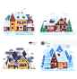 [美工云]-Winter-House-Christmas圣诞节冬季房屋矢量素材下载_PNG：