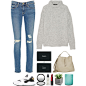 A fashion look from January 2016 featuring turtleneck sweater, blue jeans and nike sneakers. Browse and shop related looks.