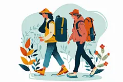 扁平风旅游旅行手绘插画