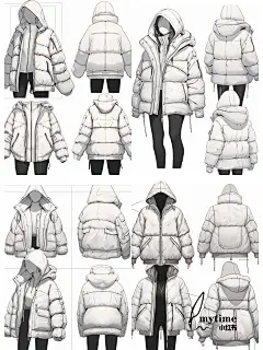 羽绒服款式图ai服装设计｜由midjourney生成