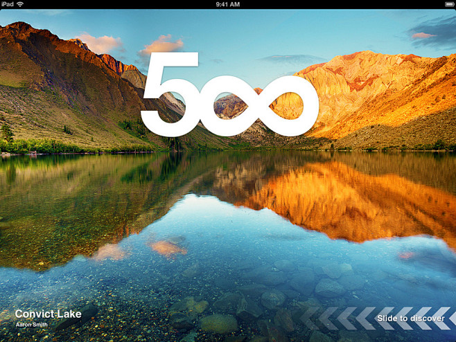 500px摄影照片分享平台iPad版界面...