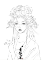 古风人物插画，古风人物头像线稿
画师@青伊伊子  (848×1200)