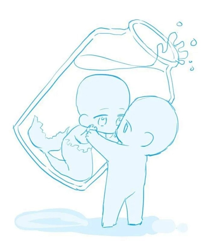 绘画参考 _ Q版双人互动模板_4_饭糕爱画画_来自小红书网页版