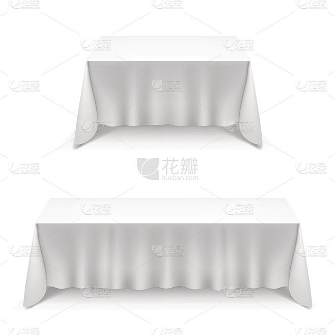 两张桌子，铺着白布