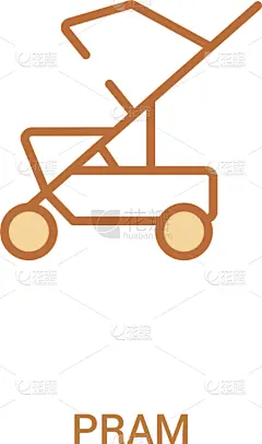 婴儿车,概念,计算机图标,线条,简单,两个人,家庭,父母,母亲,爱