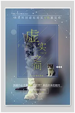 波普风可爱猫咪虚实之间海报