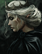 General 1920x2508 artwork fantasy art fantasy girl women elves white hair cloaks crown