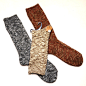 日本品牌雪花混花色粗线大线堆堆袜 中高筒潮袜 女 森系复古杂色-淘宝网