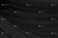 黑色的背景，抽象的布料或液体波浪图案，丝绸质地，缎子或天鹅绒材料，灰色豪华的背景或壁纸设计优雅的曲线