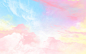 梦幻天空背景手绘唯美云彩插画粉色云层云朵蓝天
