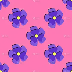 剪纸蓝雏菊无缝图案。美丽新潮浪漫的节日背景，朵朵3d鲜花。有花卉风格的现代壁纸。矢量插图。切纸。
