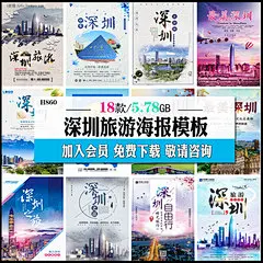 深圳旅游旅行社城市宣传活动海报展板PSD分层设计素材模板H860