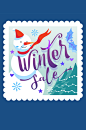 创意冬季销售邮票矢量素材