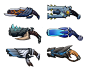 Dauntless - Repeaters Development, Avery Coleman : I had the pleasure of making 14 qua-billion aetheric powered hand pistols (repeaters) for the Dauntless team at Phoenix Labs! Here are just a few. Many were based off of existing monsters' parts, and othe