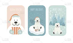 可爱的,北极熊,贺卡,杯,壁纸,雪,动物,问候,复古