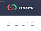 Byteswap货币兑换徽标启动图标红色绿色字母b交换图标徽标区块链