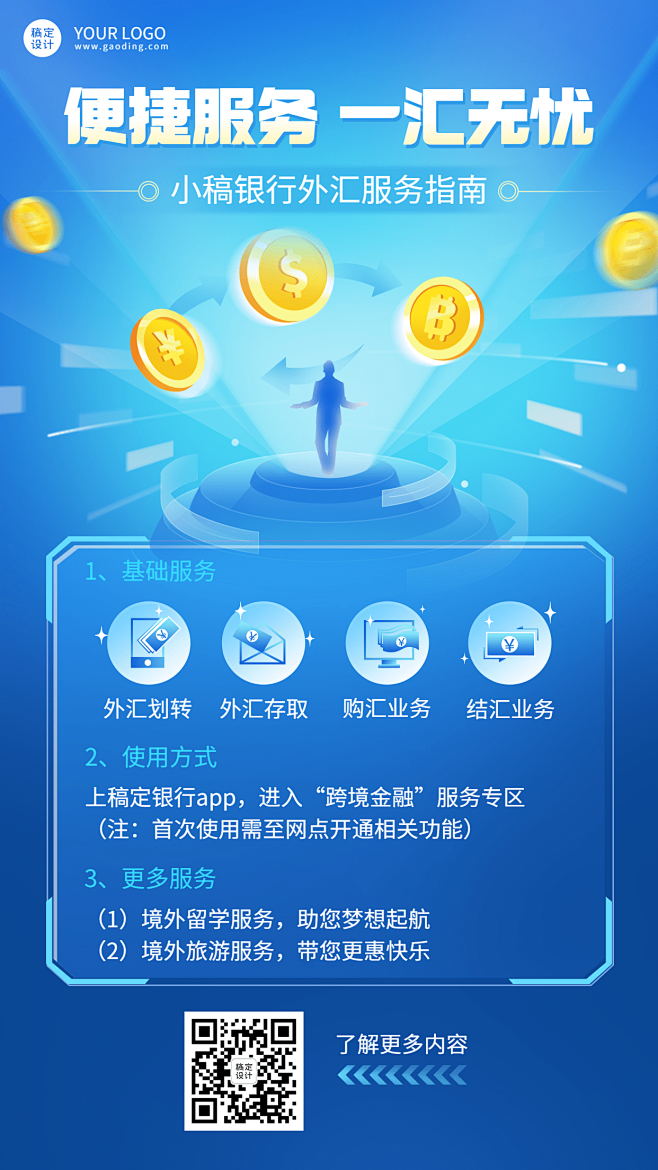 金融保险银行外汇服务指南业务介绍创意海报