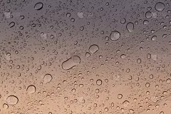 雨水滴在透明的波纹屋面板上